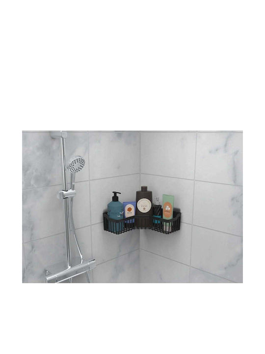 SteweHome Corner Wall Mounted Bathroom Shelf Plastic 26x26x8cm Black