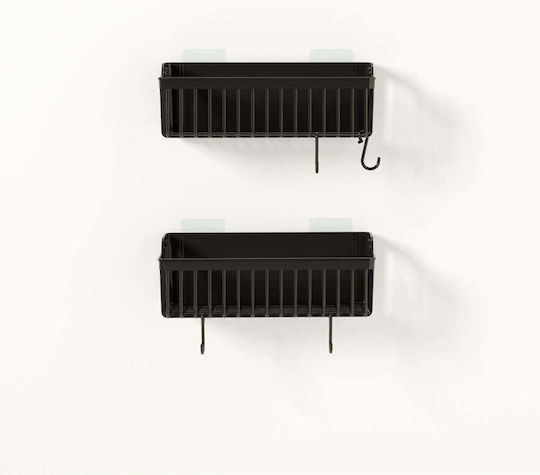 SteweHome Raft De Baie Montat Pe Perete Din Plastic Negru