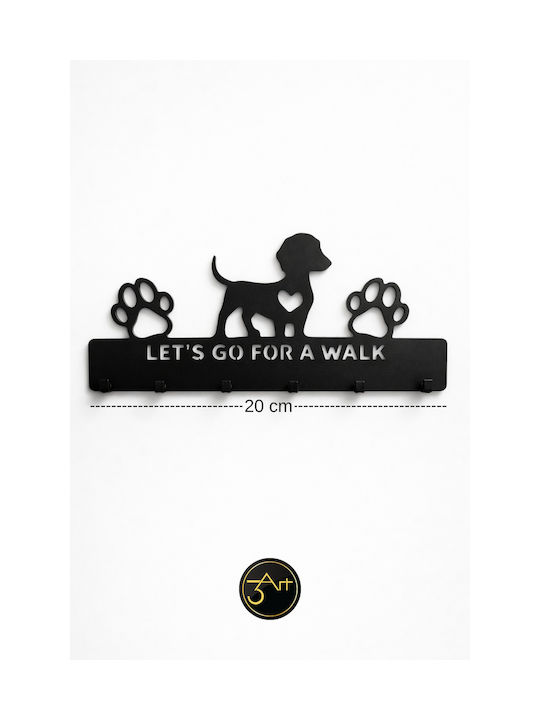 SteweHome Metal Wall Hanger 6 Hooks Black 25x10x10cm