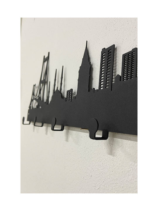 SteweHome Metal Wall Hanger 6 Hooks White 50x18x18cm