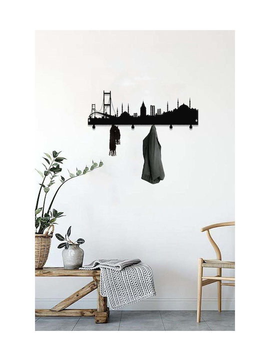 SteweHome Metal Wall Hanger 6 Hooks White 50x18x18cm