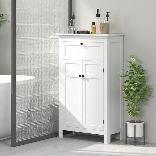 HomCom Badezimmerschrank 60x30x102.5cm Weiß