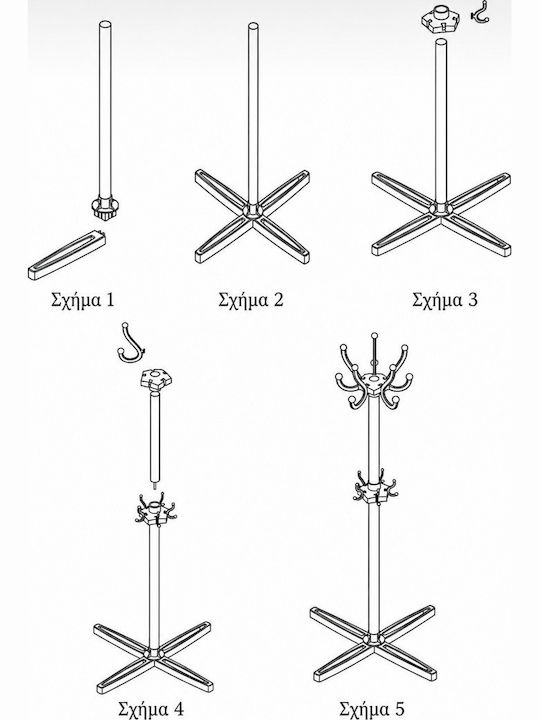 SteweHome Plastic Black Coat Rack 29x29x170cm