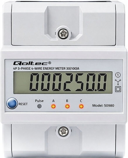 Qoltec Analizator de Energie pentru Panou Electric Digital pe Șină Trifazat UMQTCU000270