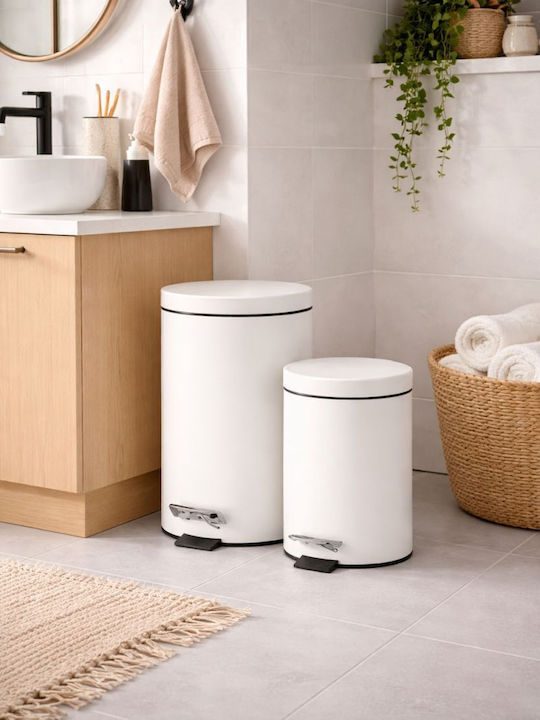 HowHomely Inox Satz Badezimmer Mülleimer & Bürsten 12lt Rosa