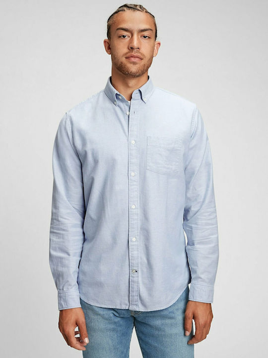 Long-sleeved Cotton Shirt Light Blue