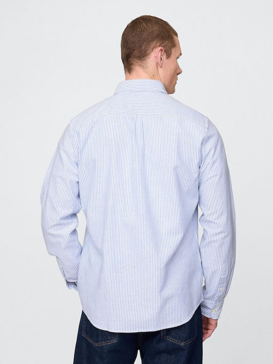 Langärmlig Baumwolle Hemd Gestreift Blue Stripe