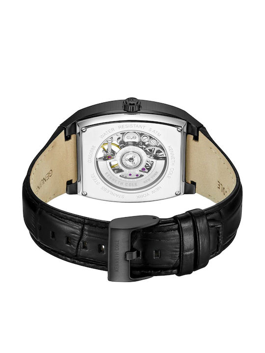 Kenneth Cole Men's Watch 40mm Automatic With Black Leather Strap