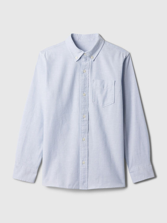 Kinder Hemd Kurzarm Blau Oxford