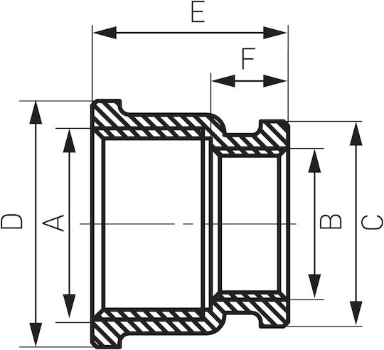 Reducing Brass Coupling 2" X 1" Yellow