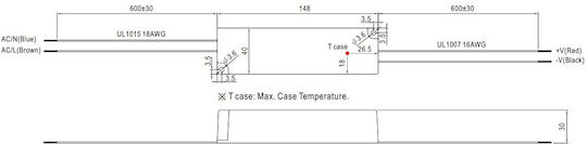 Mean Well LPV-35-24 Adjustable Dimmable Waterproof LED Power Supply IP67 Power 35W with Output Voltage 24V