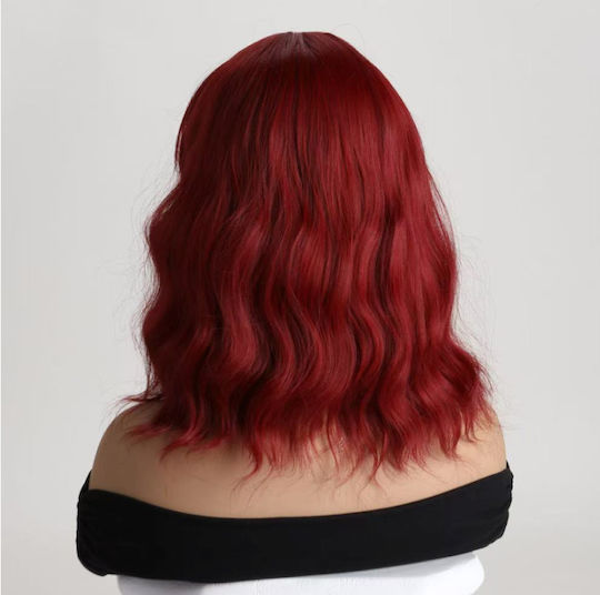 Aph Περούκα Κόκκινο Σπαστό Μαλλί Αφέλειες Red Wavy Wig Bangs Wig-348l