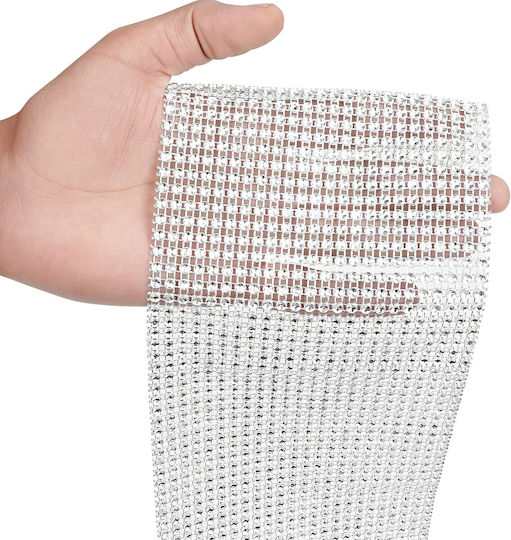 Handi Stitch Dekorative Bänder Rhinestones Stoff Silber 9.14m