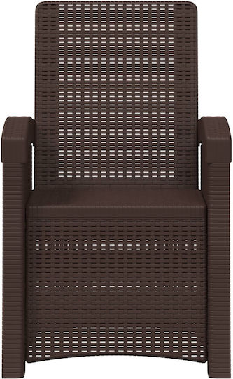 Πολυθρόνα Εξωτερικού Χώρου Rattan Καφέ 2τμχ 56x63x92εκ.