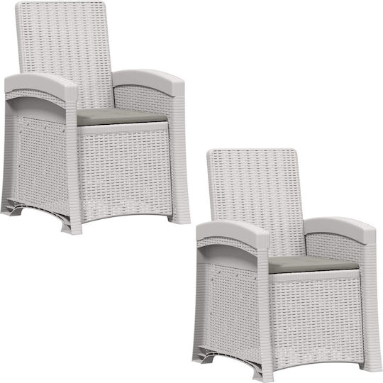 Πολυθρόνα Εξωτερικού Χώρου Rattan Ρατάν 2τμχ 56x63x92εκ.