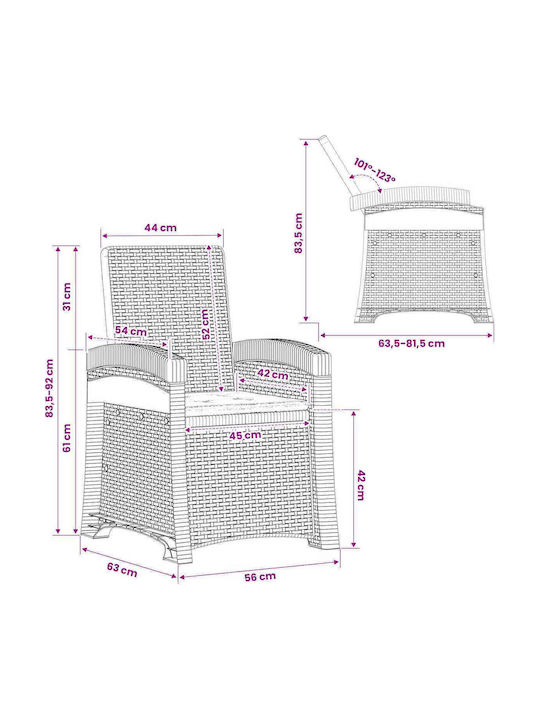 vidaXL Gartenstühle Rattan Anthrazit 56x63x92cm