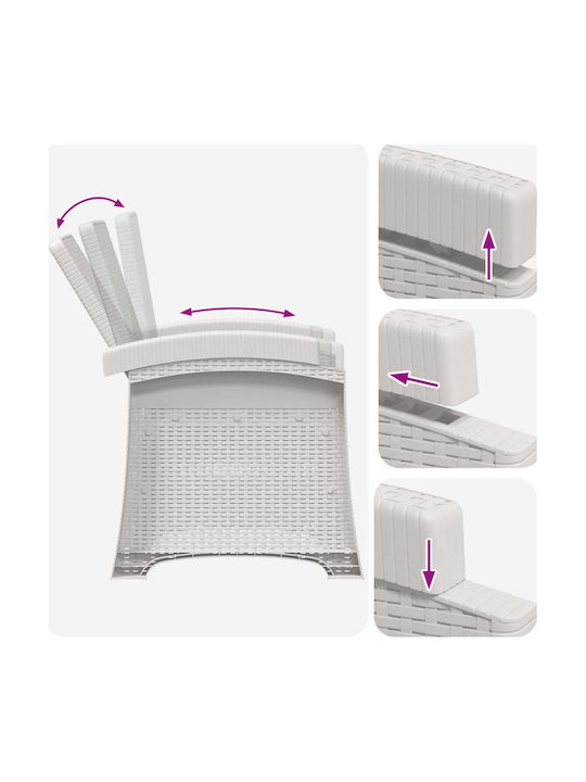 Fotoliu De Exterior Din Rattan Alb Cu Pernă 56x63x92cm