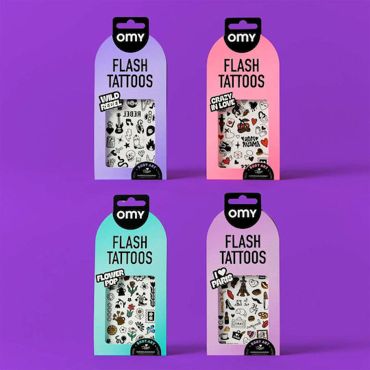 Omy Körper-Aufkleber Flash Tattoos I Love Paris