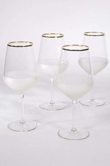 SteweHome Set Pahare Pentru Apă Din Sticlă Aurii 530ml 4 Bucăți