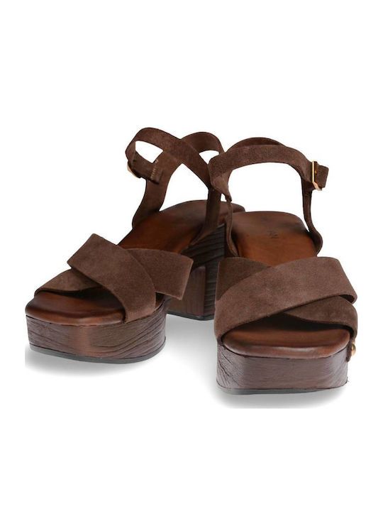 Myconian Leather Women's Flat Sandals Brown