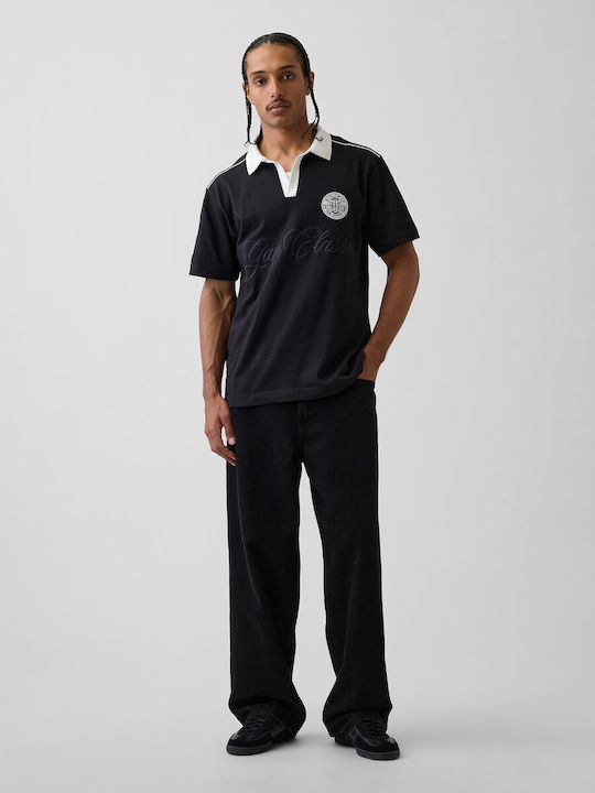 Kurzarm Herrenbluse Schwarz