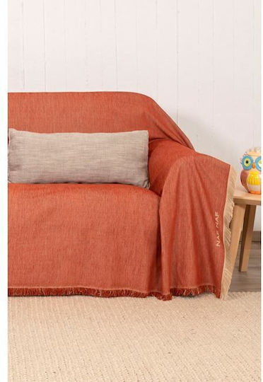 Naf Naf Highline Armchair Throw Chenille 180x180cm Orange 7933-180 x 180