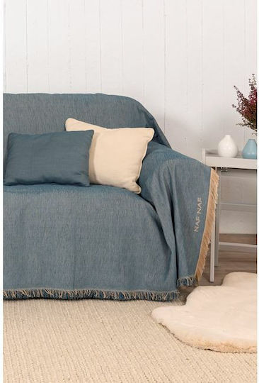 Naf Naf Highline Three-Seater Sofa Throw Chenille 180x300cm Blue