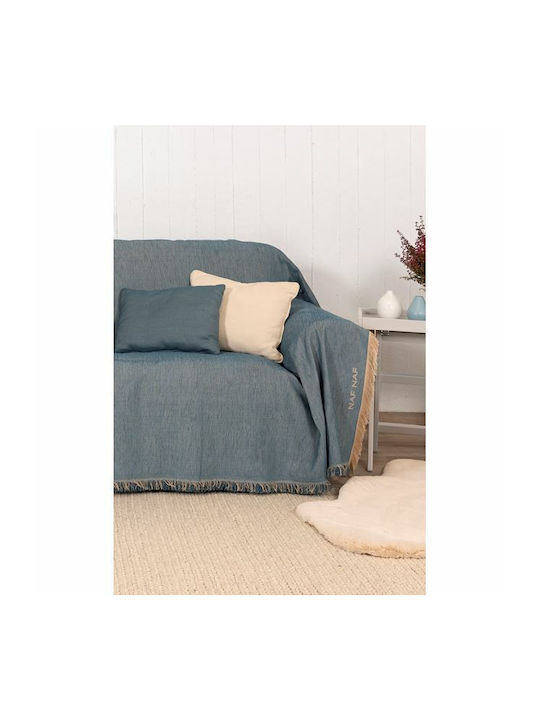 Naf Naf Highline Three-Seater Sofa Throw Chenille 180x300cm Blue