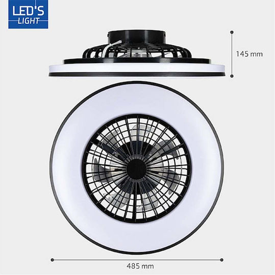 123led Deckenleuchte 48,5cm mit Licht Schwarze