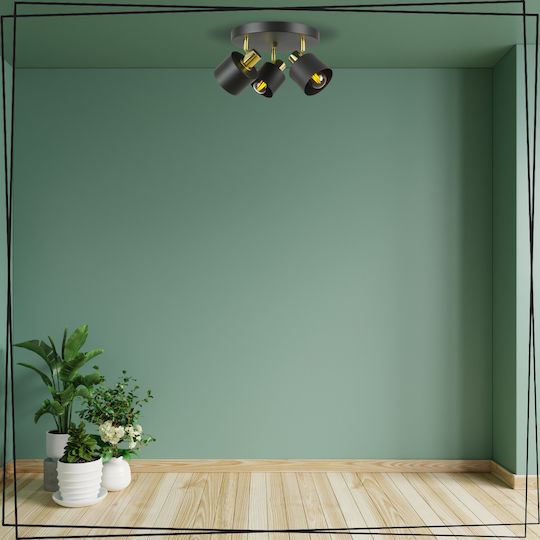 Lampa Deckenleuchte Schwarz mit Lampenbirnensockel E27