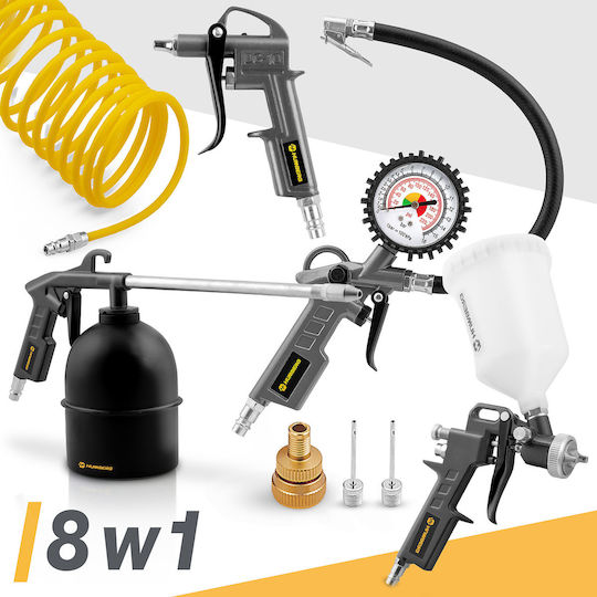 8-piece Pneumatic Tool Set Humberbg Hm-256 Compressor Compressor