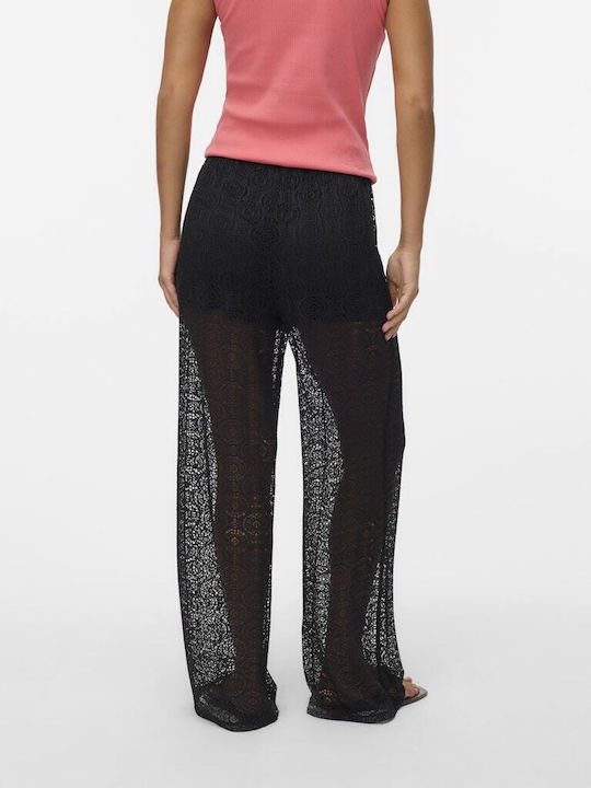 Pantaloni Largi Dama Wide Linie Negru