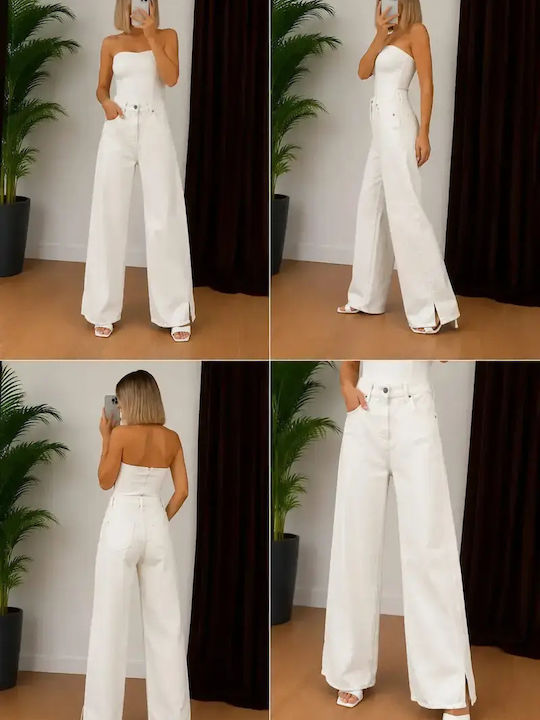 High Rise Women's Jeans Pants in Loose Fit White