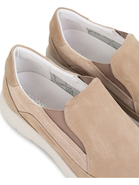 Mocasini Bărbați De Catifea Bej Culoare Full Face Regular Fit
