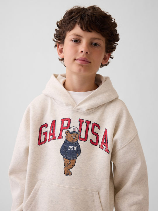 Fleece Kids Sweatshirt with Hood and Pockets Grey