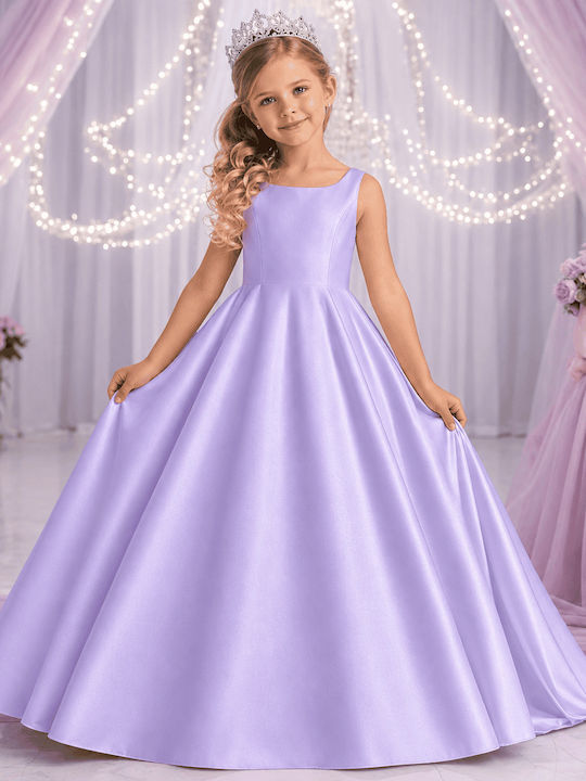 Kinderkleid Ärmellos Satin Flieder
