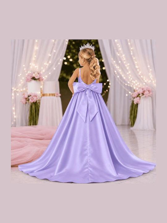 Kinderkleid Ärmellos Satin Flieder