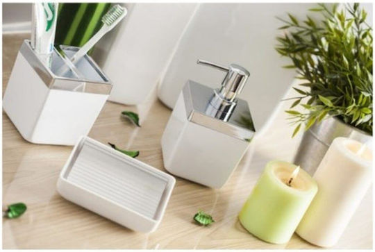 SteweHome Bathroom Accessory Set Plastic White 5 Pieces
