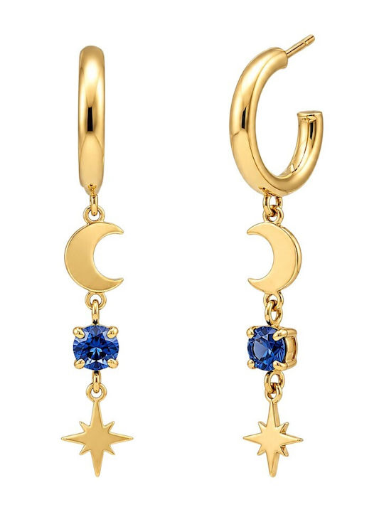 Victoria Cruz Earrings Hoops made of Silver Gold Plated with Stones