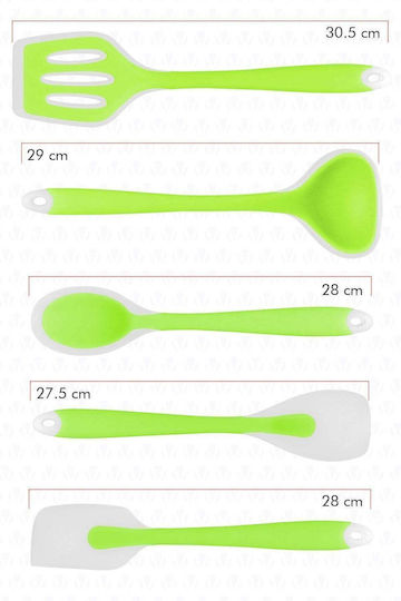 SteweHome Serving Utensil Set Made of Silicone 5 Pieces Green