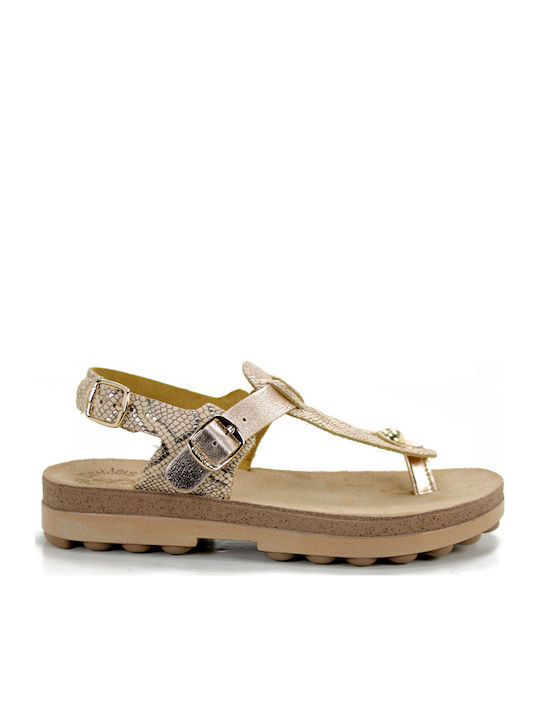 Marlena Leather Women's Flat Sandals Anatomic Rosegold Lizard
