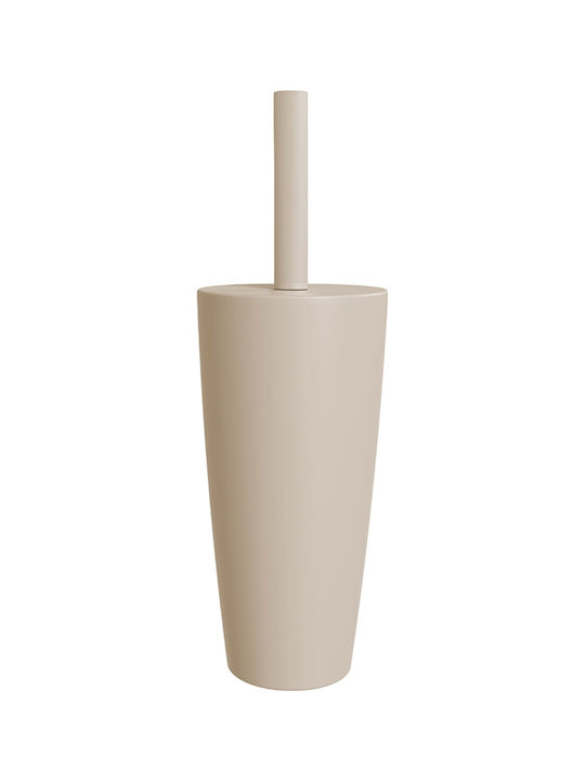 SteweHome Plastic Bathroom Brush and Trash Can Set Beige