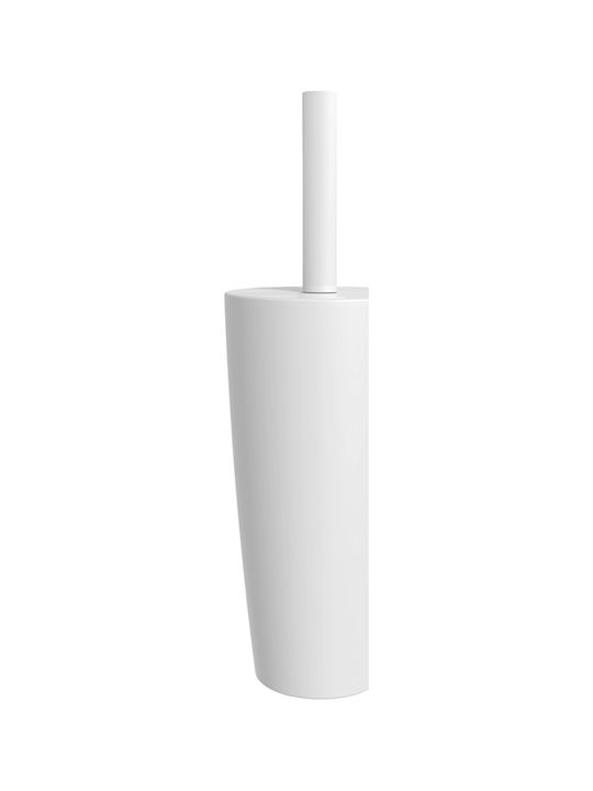 SteweHome Plastic Bathroom Brush and Bin Set White