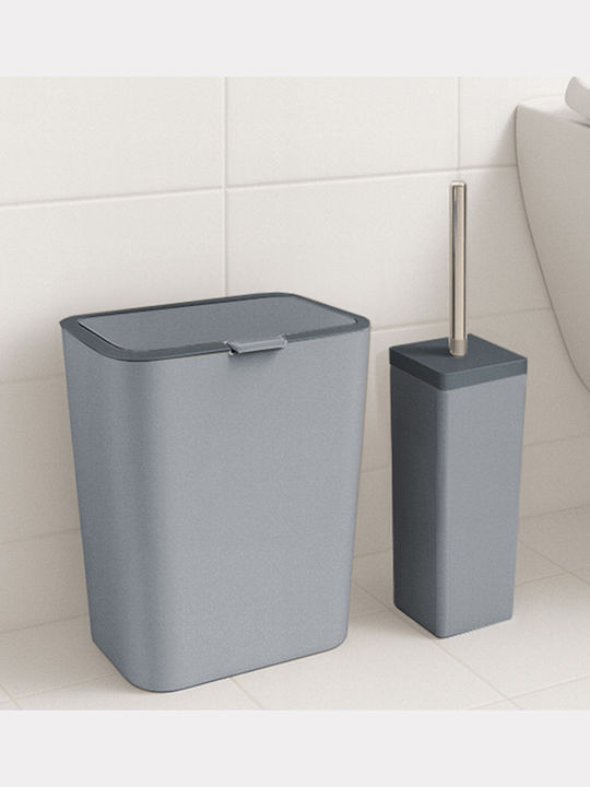 SteweHome Plastic Bathroom Brush and Bin Set 6l Grey