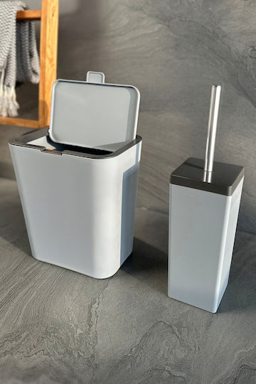 SteweHome Plastic Bathroom Brush and Bin Set 6l Grey