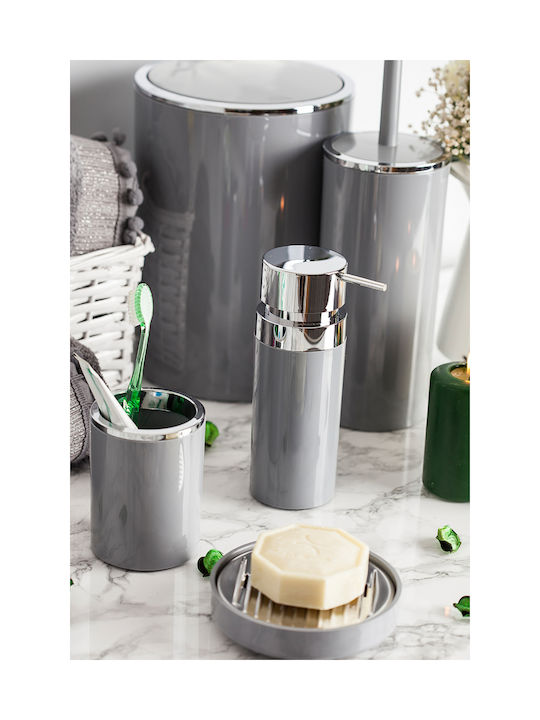 SteweHome Bathroom Accessory Set Plastic Grey 5 Pieces