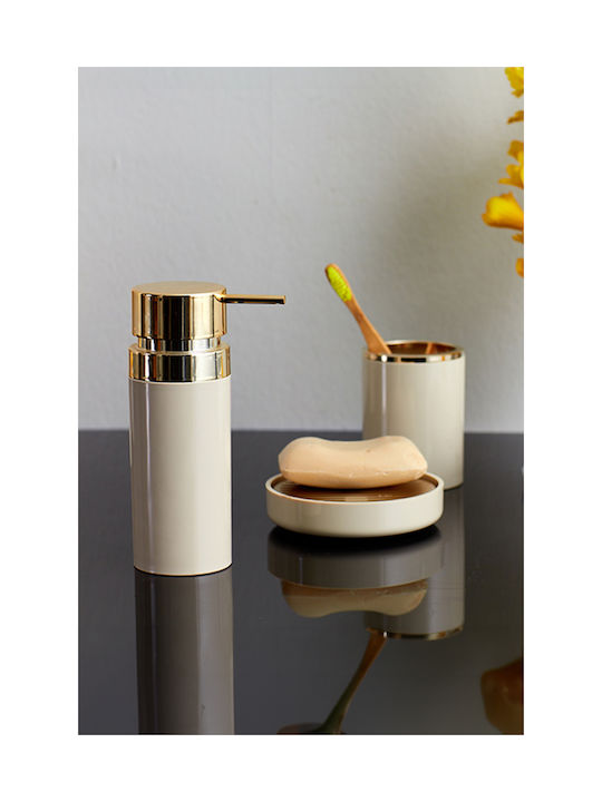 SteweHome Bathroom Accessory Set Plastic Beige 5 Pieces