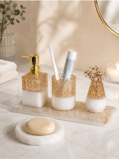 SteweHome Set Accesorii Baie Rășină Aurie