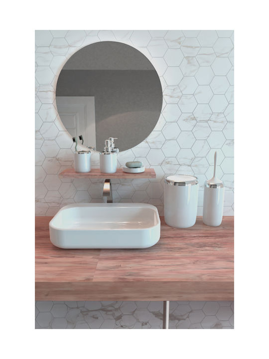 SteweHome Bathroom Accessory Set Plastic White 5 Pieces
