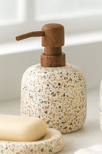 SteweHome Bathroom Accessory Set Plastic Beige 5 Pieces